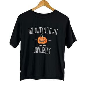 Romwe Black Halloweentown University Short Sleeve T-Shirt